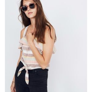 MADEWELL Texture & Thread Ruffle Tie-Front Tank